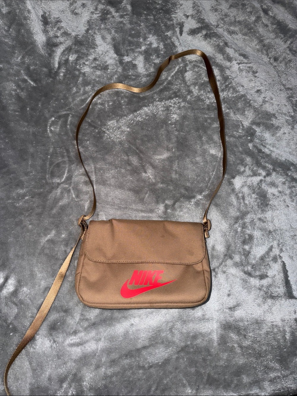 Nike Brown Crossbody Bag with Red Swoosh